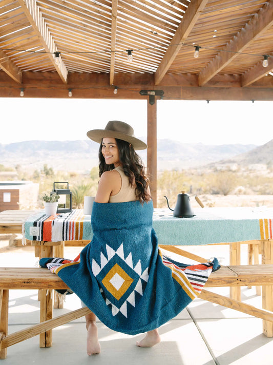 Navy Baja Mexican Blanket Laguna Beach Textile Company
