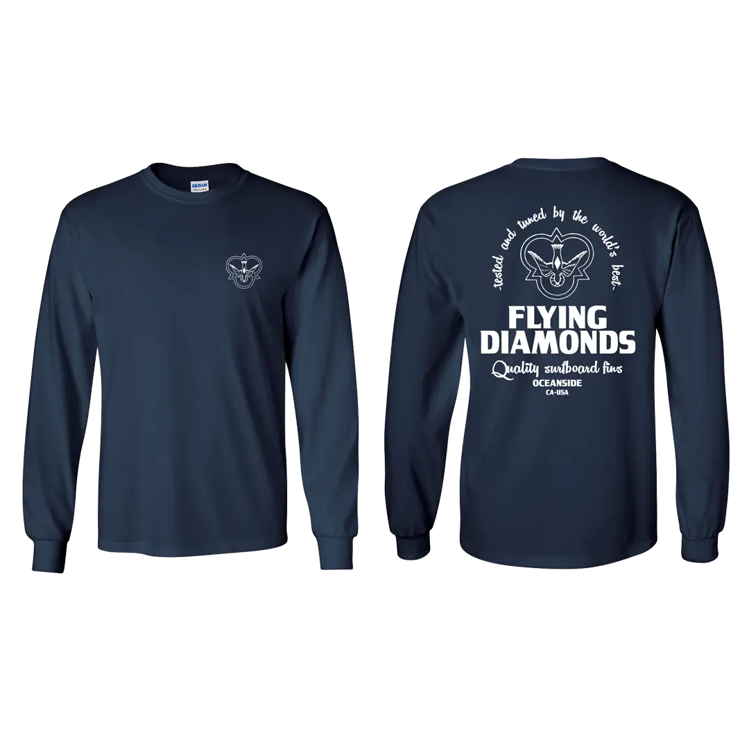Tshirt - Tested & Tuned - Navy - Long Sleeve Flying Diamonds of California