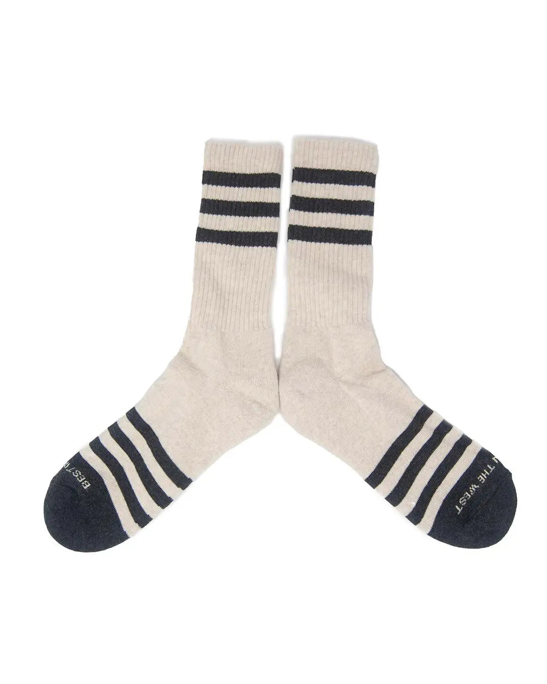 HEATHER STRIPES Socks - Cream/Charcoal The Ampal Creative
