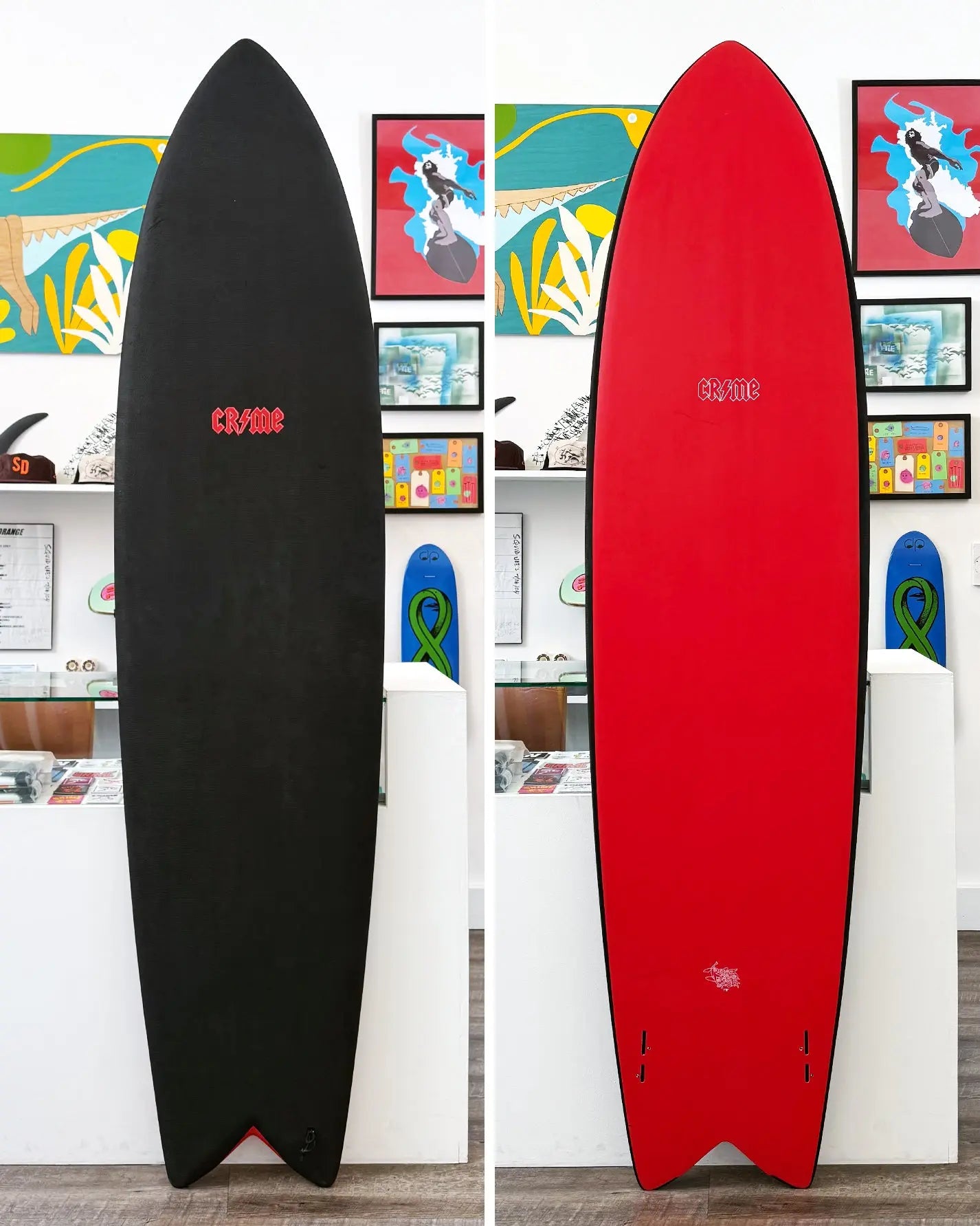 7'10" CRIME Long Fish - Black / Red - Dead Stock Surf Crime