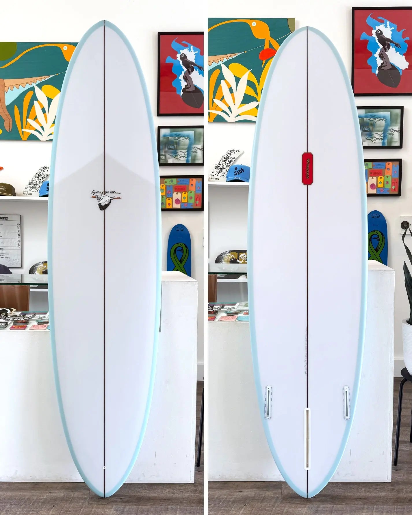 7'2" Weston Surfboards - B Egg - Light Blue Rail Weston Surfboards