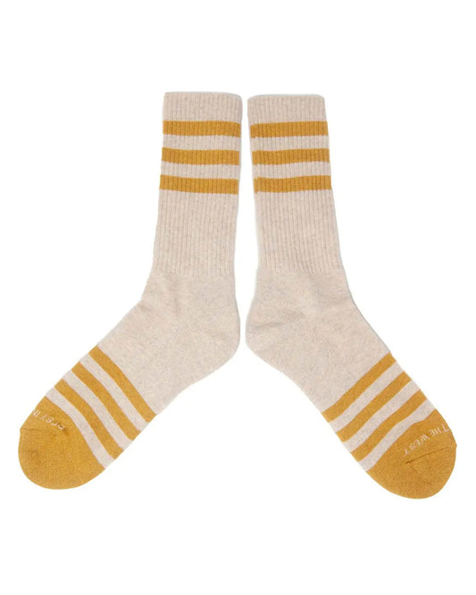 HEATHER STRIPES Socks - Cream/Ochre The Ampal Creative