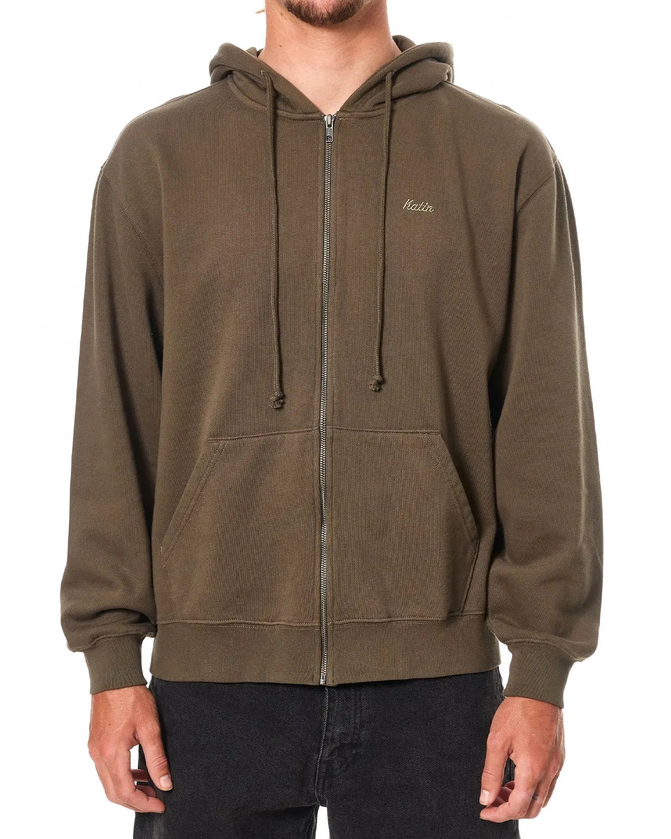 Embroidered Full Zip Hoodie Katin