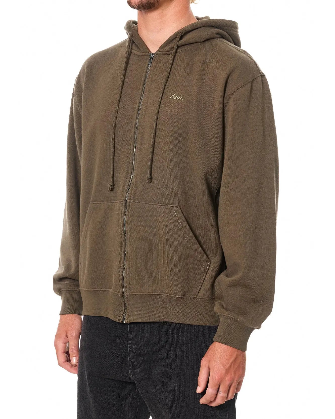 Embroidered Full Zip Hoodie Katin