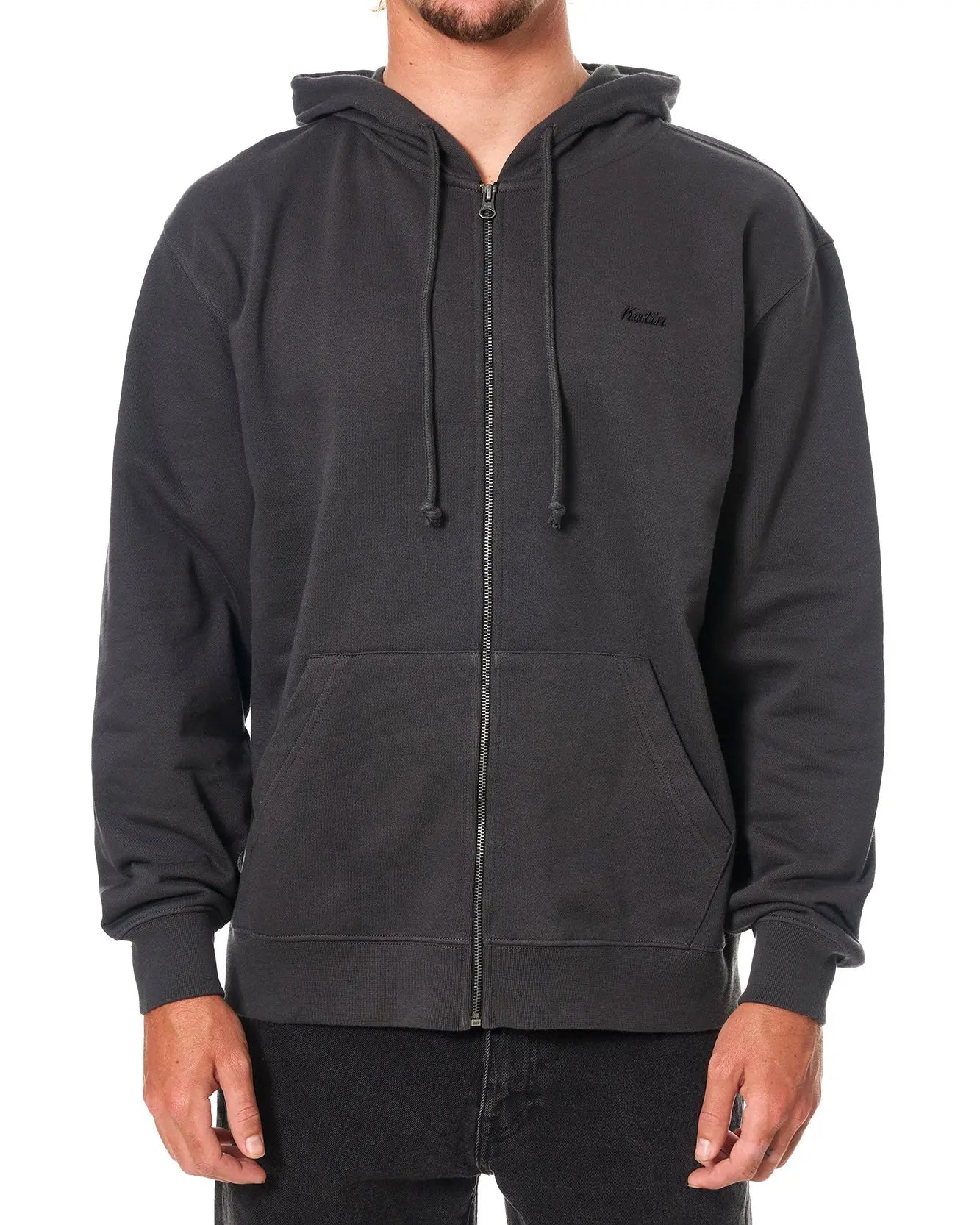 Embroidered Full Zip Hoodie Katin
